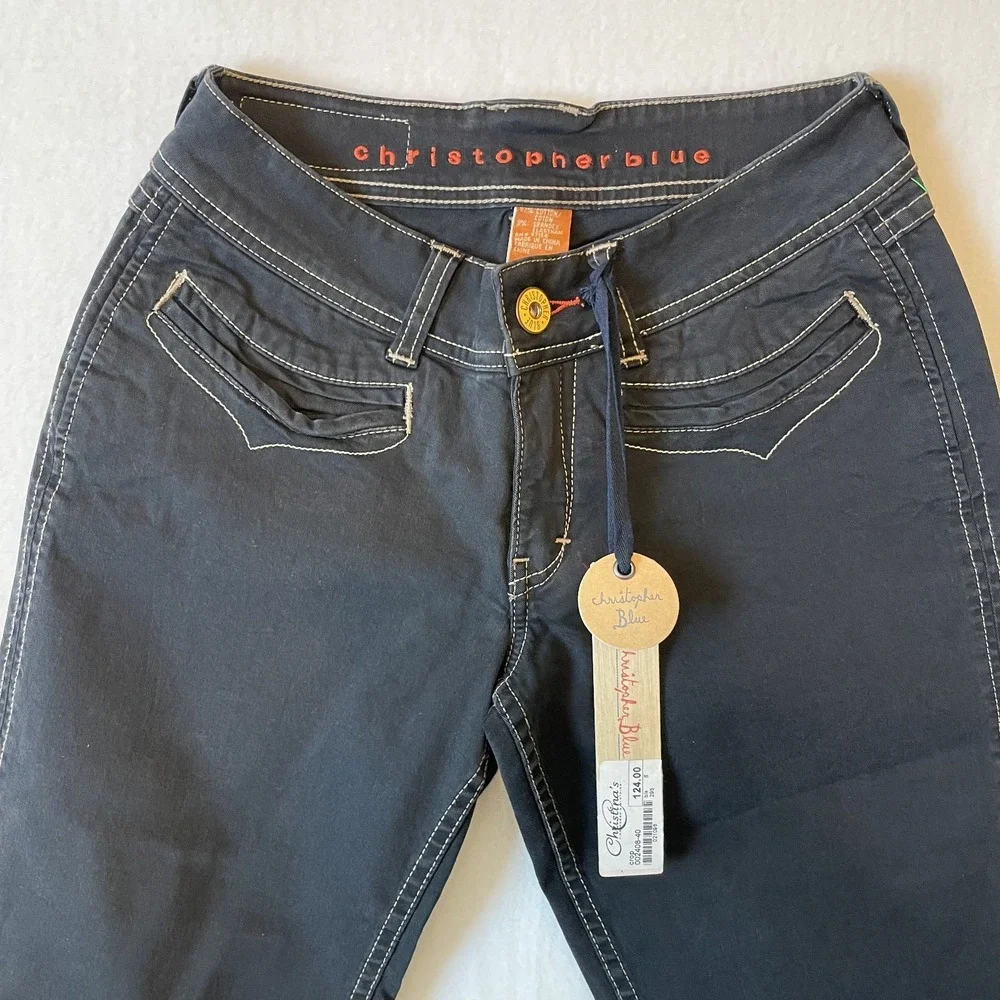 Christopher Blue‎ Womens Cropped Stretch Pocket Black Capri Jeans, 6